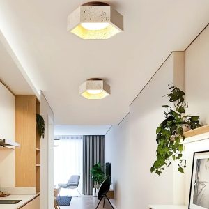 Plafon sufitowy sześciokątny z trawertynu 17cm beżowy