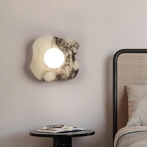 Marmurowa nieregularna lampa ścienna Biały 24cm 23cm