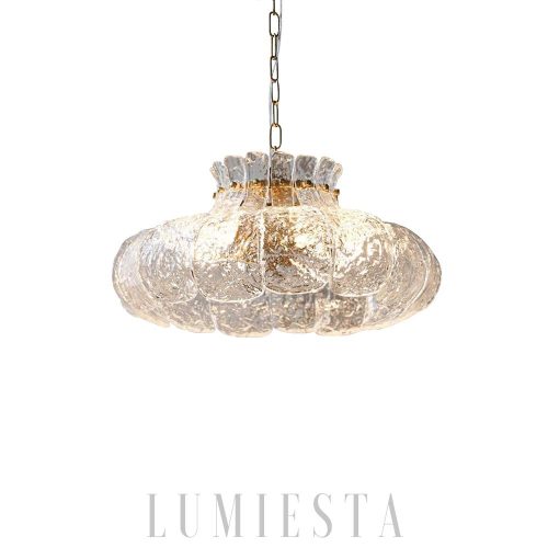 Petal Ice designerska lampa wisząca szkło lodowe złota 50cm