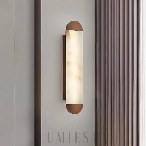 Luksusowy alabastrowy kinkiet cylindryczny 12x100 cm ciepła