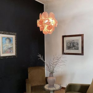 Lampa sufitowa Murano Vintage 45 cm, różowy żyrandol