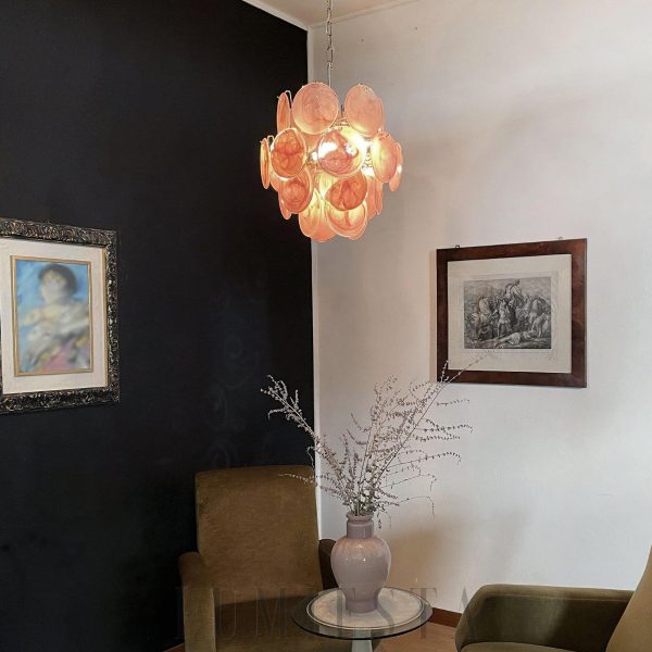 Lampa sufitowa Murano Vintage 45 cm, różowy żyrandol