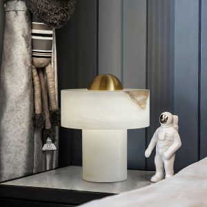 Monaco - Alabastrowa lampa stołowa 25 cm, biała, nowoczesna