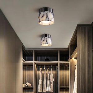 Lampa sufitowa cylinder marmur 12cm x13cm Czarny Biały