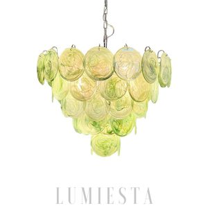 Zielony Iridescent Murano Żyrandol z unikalnym stylem, Ø70x65cm