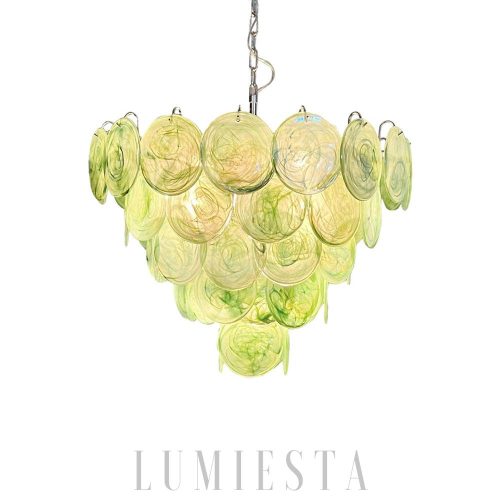 wm_4019917380516577183.jpg Zielony Iridescent Murano Żyrandol z unikalnym stylem, Ø70x65cm