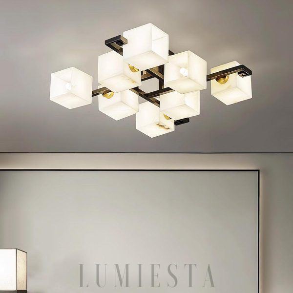 Vega - Lampa sufitowa Alabaster - kubistyczna czarno-biała