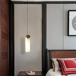 Dansani - Elegancka wisząca Lyra, alabaster i mosiądz