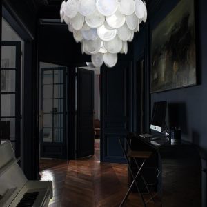 Lampa wisząca Murano Vintage 75 cm, białe szklane dyski