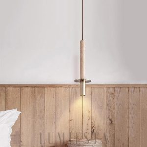 Kendal - Wisząca lampa z trawertynu — ciepłe/zimne światło