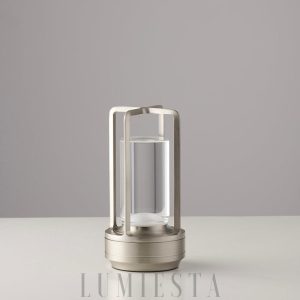 Lampa stołowa industrialna z metalowym stelażem