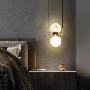 Lampa wisząca alabastrowa z mosiądzu styl nowoczesny 12cm