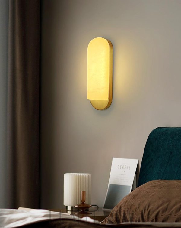 Azores - Lampa ścienna alabastrowa kwadrat/okrąg w złocie