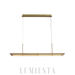 Stylowa lampa wisząca linearna mosiądz/biała 140 cm