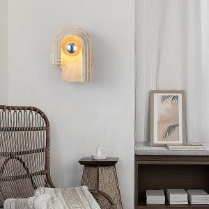 Kinkiet trawertynowy łukowy Travertine Bien elegancki 30cm