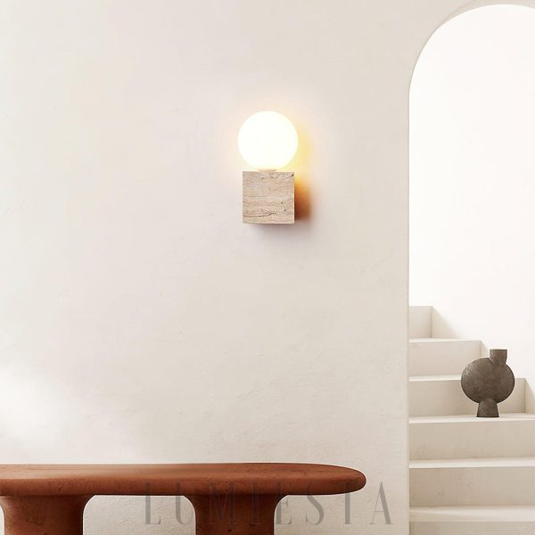 Curacao - Lampa ścienna z beżowego trawertynu 10x20 cm