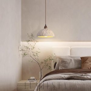 Gurano - Lampa wisząca retro z cementu okrągła beżowa 28cm