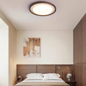 Okrągła lampa sufitowa Caldo travertyn 54cm beżowo orzechowa