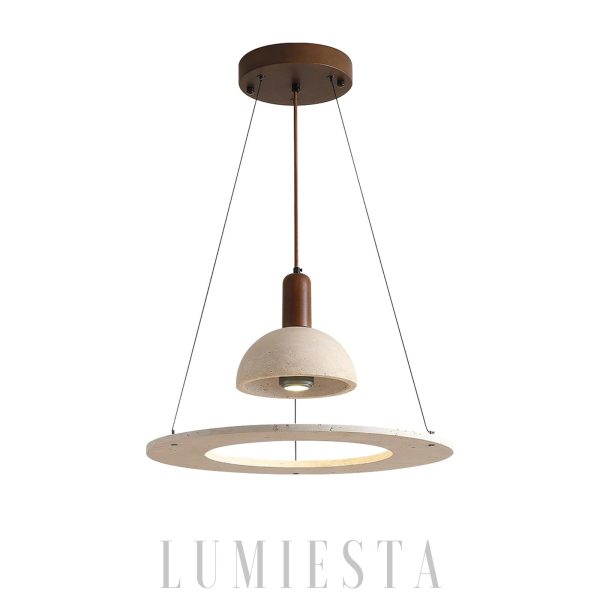 Trip - Lampa Wisząca Trawertyn Ø50cm – Designerska Lampa z Kamienia