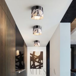 Lampa sufitowa cylinder marmur 12cm x13cm Czarny Biały