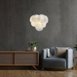 Murano White - Biała lampa ścienna vintage z dyskami 34 cm