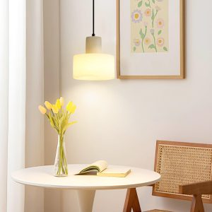 Tyne - Alabastrowa lampa wisząca cylindryczna, elegancka