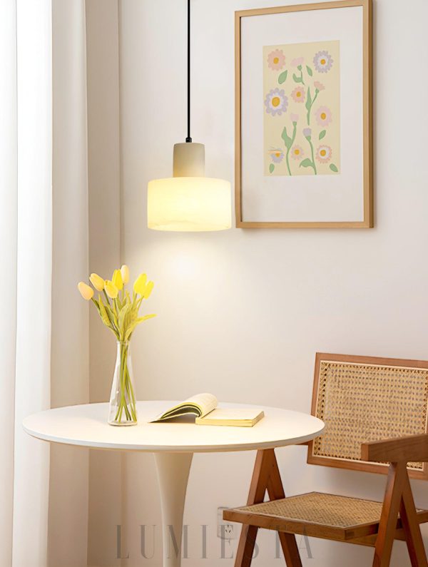 Tyne - Alabastrowa lampa wisząca cylindryczna, elegancka