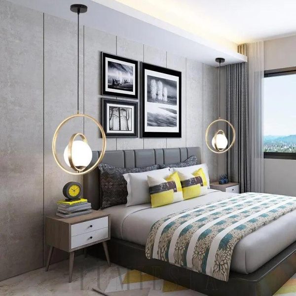 Lampa wisząca złota w nowoczesnym okrągłym stylu