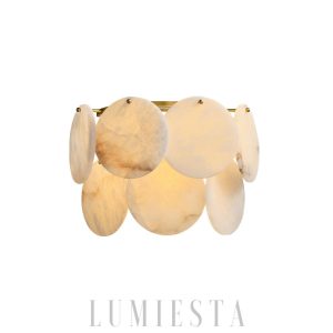 Hokkaido - Alabastrowa lampa ścienna 32 cm biała/złota