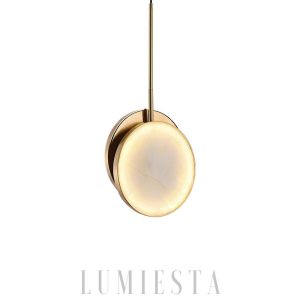 Lampa wisząca Moonshade z alabastrem, mosiądz 22 cm