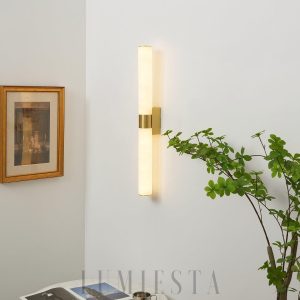 Comoros - Alabastrowa lampa ścienna biało-złota 70 cm