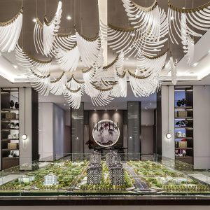 Palmette - Żyrandol warstwowy chrom 38 cm, ciepłe światło