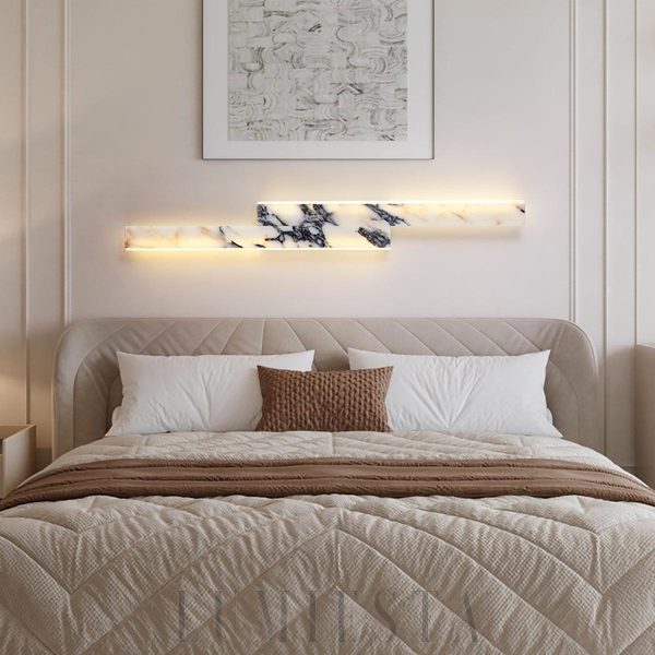 Elegancka prostokątna lampa ścienna marmurowa LED