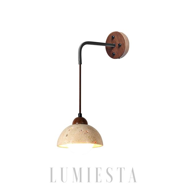 Tia - Lampa ścienna z trawertynu, żółta, rustykalna