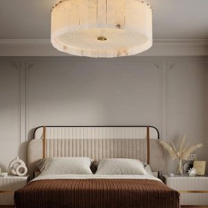 Caldera - Mosiężny plafon z marmurowym kloszem Ø45/60cm