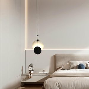 Lampa wisząca nowoczesna okrągła czarna alabastrowa 28cm