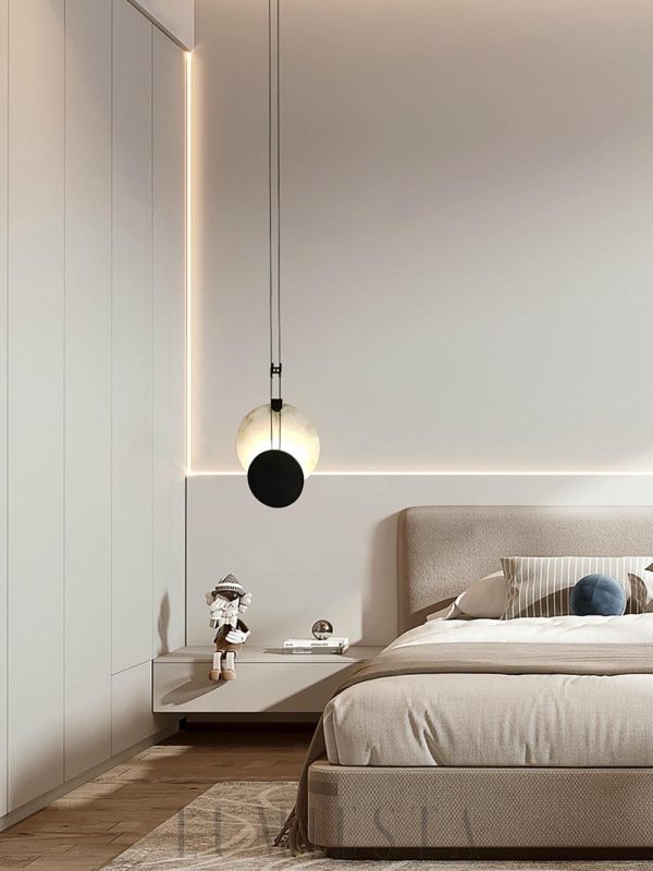 Lampa wisząca nowoczesna okrągła czarna alabastrowa 28cm