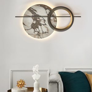 Elegancka lampa ścienna LED marmurowa okrągła 112 cm