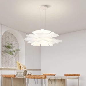 Lotus - Biała nowoczesna lampa wisząca Ø40–70 cm, do salonu
