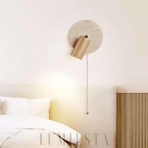 Miadi - Okrągła lampa ścienna z trawertynu, minimalistyczna