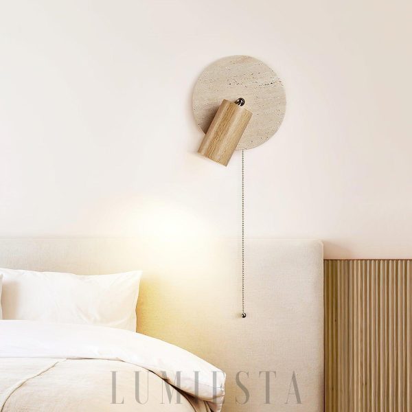 Miadi - Okrągła lampa ścienna z trawertynu, minimalistyczna