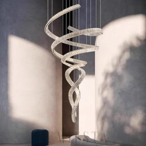 Durham - Żyrandol spiralny 80 cm, kryształ, ciepłe/zimne