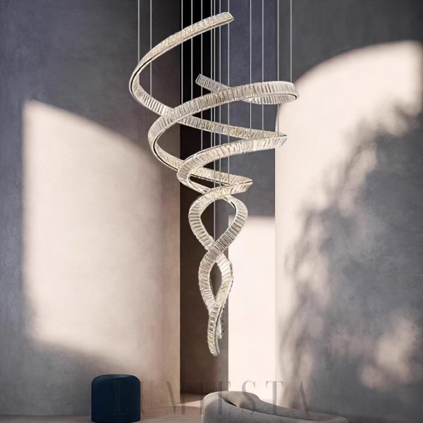 Durham - Żyrandol spiralny 80 cm, kryształ, ciepłe/zimne