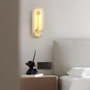 Patagonia - Mosiężna lampa ścienna z alabastrem, retro 20 cm