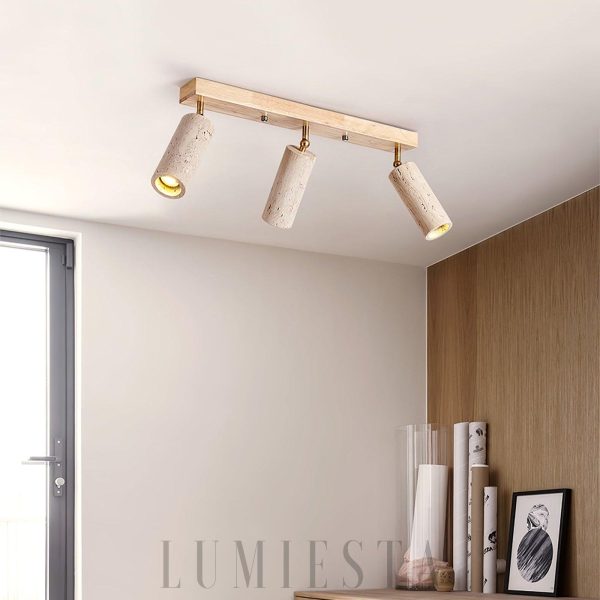 Nimbus - Lampa sufitowa z naturalnego trawertynu, 3/4 punktowa, 60/80cm