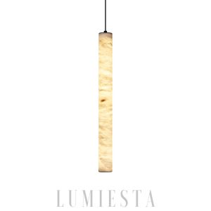 Elegancka lampa wisząca z alabastru, biało-złota