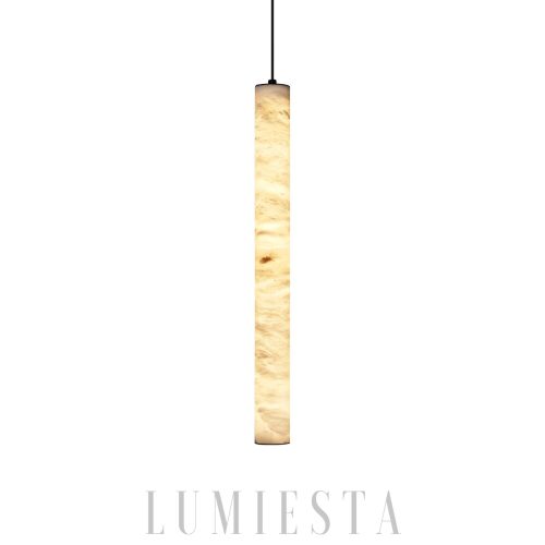 Elegancka lampa wisząca z alabastru, biało-złota