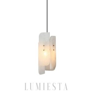 Megalith - Lampa wisząca z alabastru - biała 15x40cm