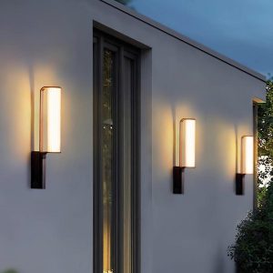 Nowoczesny zakrzywiony kinkiet ogrodowy czarny 60 cm