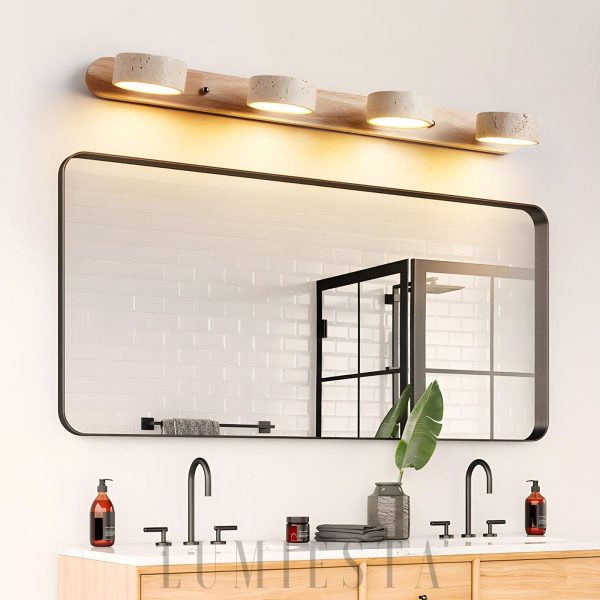 Duo - Lampa ścienna z trawertynu, styl naturalny 32/51/70 cm